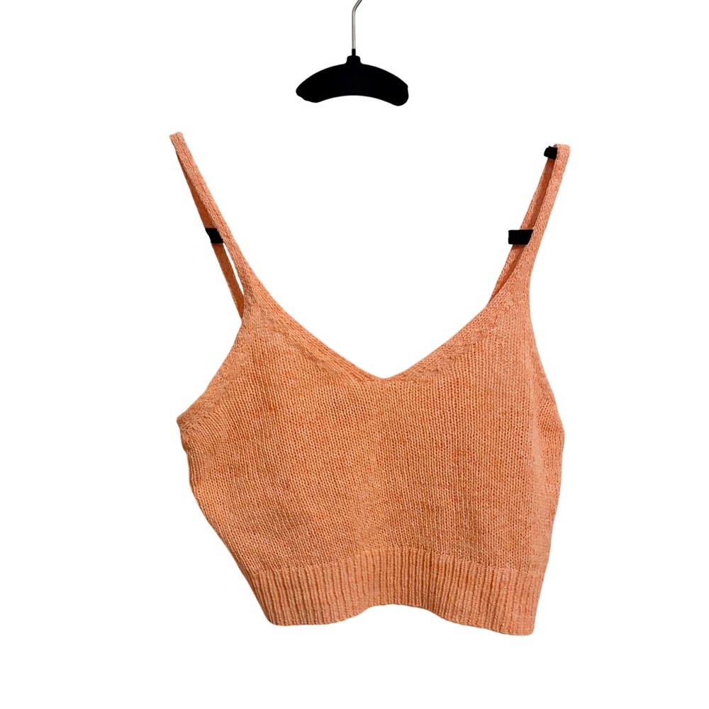 American Eagle Peach Chenille Knit Cropped Sweater Tank Top Size Small - Picture 2 of 6